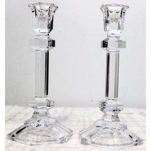 Oslo by Tuscany  8" Lead Crystal Taper Candlestick Pair Wedding Dinner Table